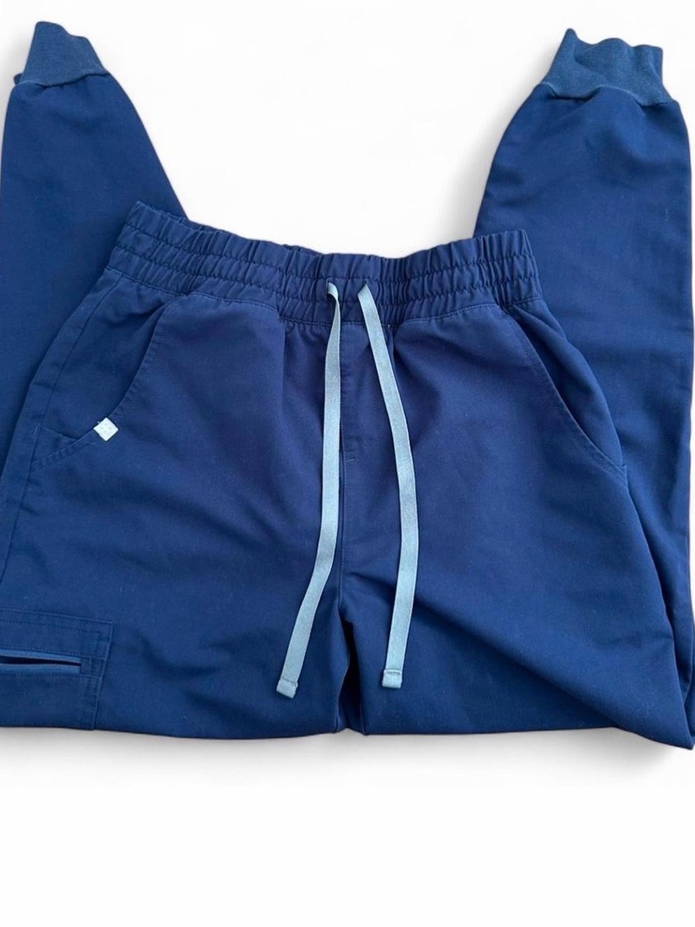 Figs Navy Jogger Sweatpants with Light Blue Drawstring